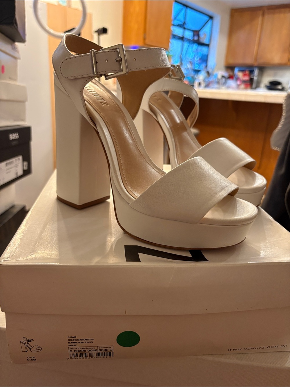 SCHUTZ Cream Platform Block Heel Sandals #95